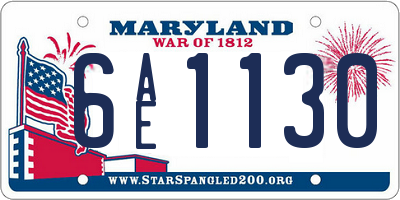 MD license plate 6AE1130