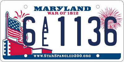 MD license plate 6AE1136