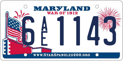 MD license plate 6AE1143