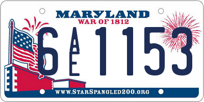 MD license plate 6AE1153