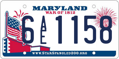 MD license plate 6AE1158