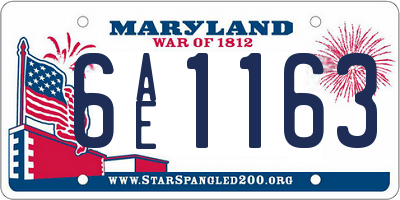 MD license plate 6AE1163