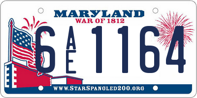 MD license plate 6AE1164