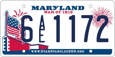 MD license plate 6AE1172