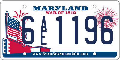 MD license plate 6AE1196
