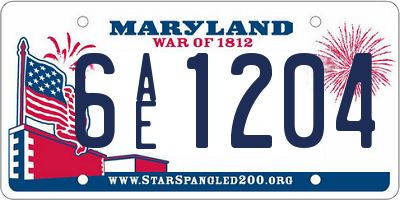 MD license plate 6AE1204
