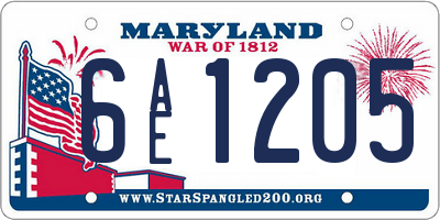 MD license plate 6AE1205