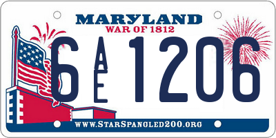 MD license plate 6AE1206