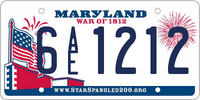 MD license plate 6AE1212