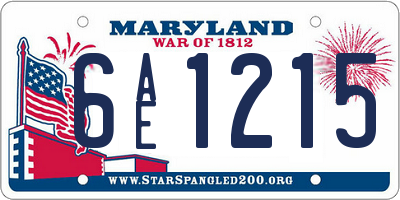 MD license plate 6AE1215
