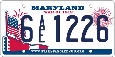 MD license plate 6AE1226