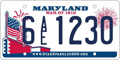 MD license plate 6AE1230