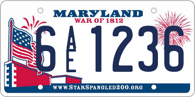 MD license plate 6AE1236