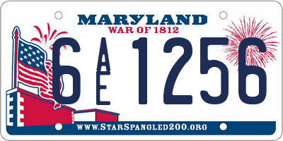 MD license plate 6AE1256