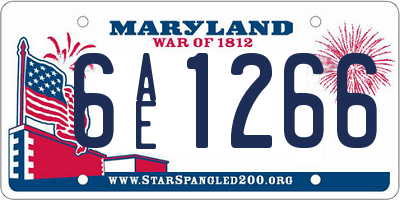 MD license plate 6AE1266