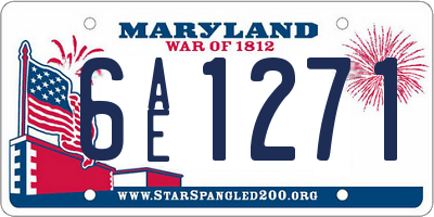 MD license plate 6AE1271
