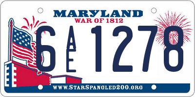 MD license plate 6AE1278