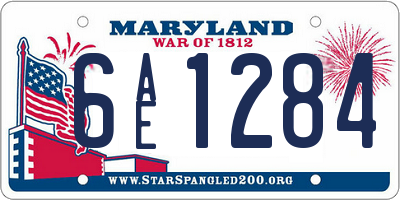 MD license plate 6AE1284