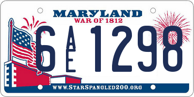 MD license plate 6AE1298