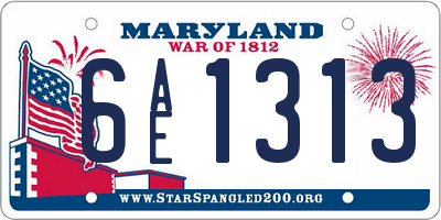 MD license plate 6AE1313