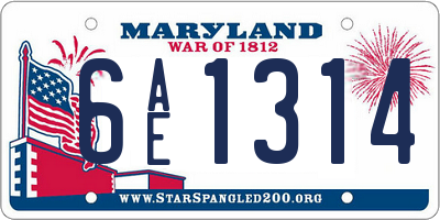 MD license plate 6AE1314