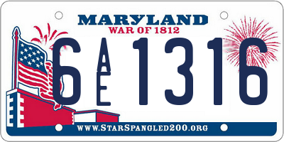 MD license plate 6AE1316