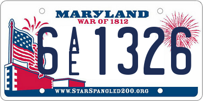 MD license plate 6AE1326