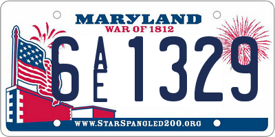 MD license plate 6AE1329