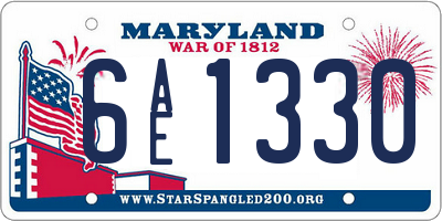 MD license plate 6AE1330