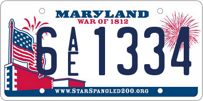 MD license plate 6AE1334
