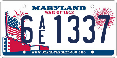 MD license plate 6AE1337