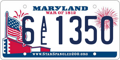 MD license plate 6AE1350