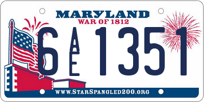 MD license plate 6AE1351