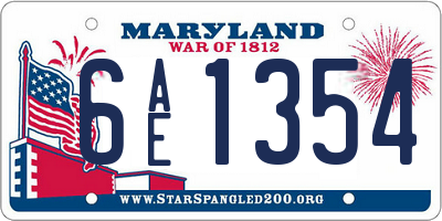 MD license plate 6AE1354