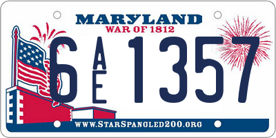 MD license plate 6AE1357