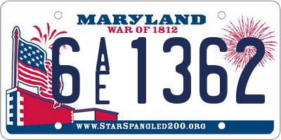 MD license plate 6AE1362