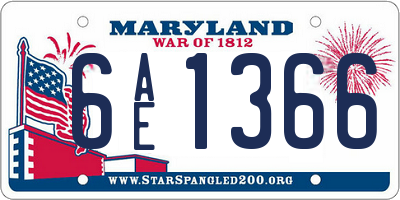MD license plate 6AE1366