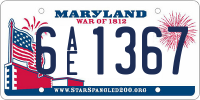 MD license plate 6AE1367