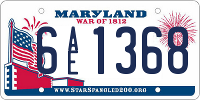 MD license plate 6AE1368
