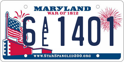 MD license plate 6AE1401