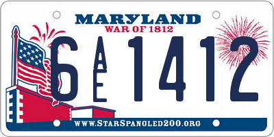MD license plate 6AE1412