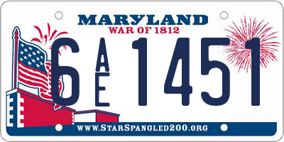MD license plate 6AE1451