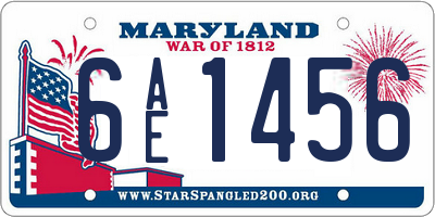 MD license plate 6AE1456