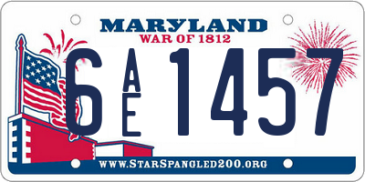 MD license plate 6AE1457