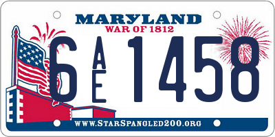 MD license plate 6AE1458