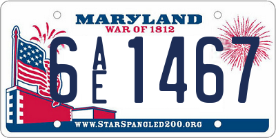 MD license plate 6AE1467