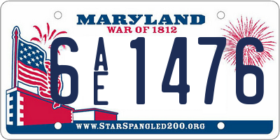MD license plate 6AE1476