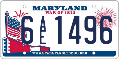 MD license plate 6AE1496
