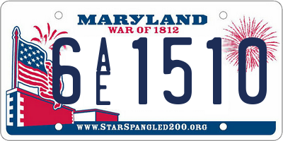MD license plate 6AE1510