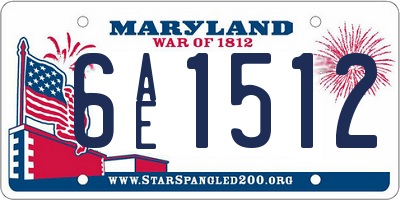 MD license plate 6AE1512